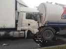Wypadek w m. Wojciechów z udziałem 2 samochodów ciężarowych i 2 dostawczych